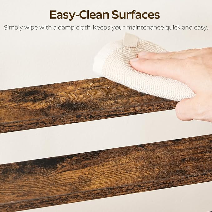 Spice Rack, 4 Tier Wooden Display Riser Stand, Kitchen Storage Organizer for Spices, Versatile Display Shelf, Space Saving, for Kitchen Countertop and Cabinet, Rustic Brown SR04L2BR