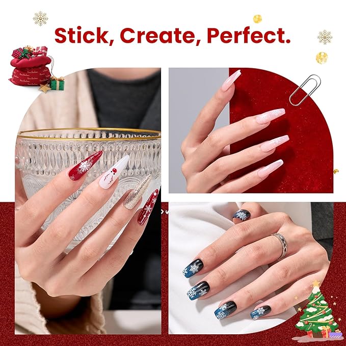 Beetles Snowflake Nail Art Stickers 30 Sheets Winter 3D Nail Stickers White Snowmen Santa Claus Elk Nails Supplies DIY Decals for DIY Decoration Nails Art