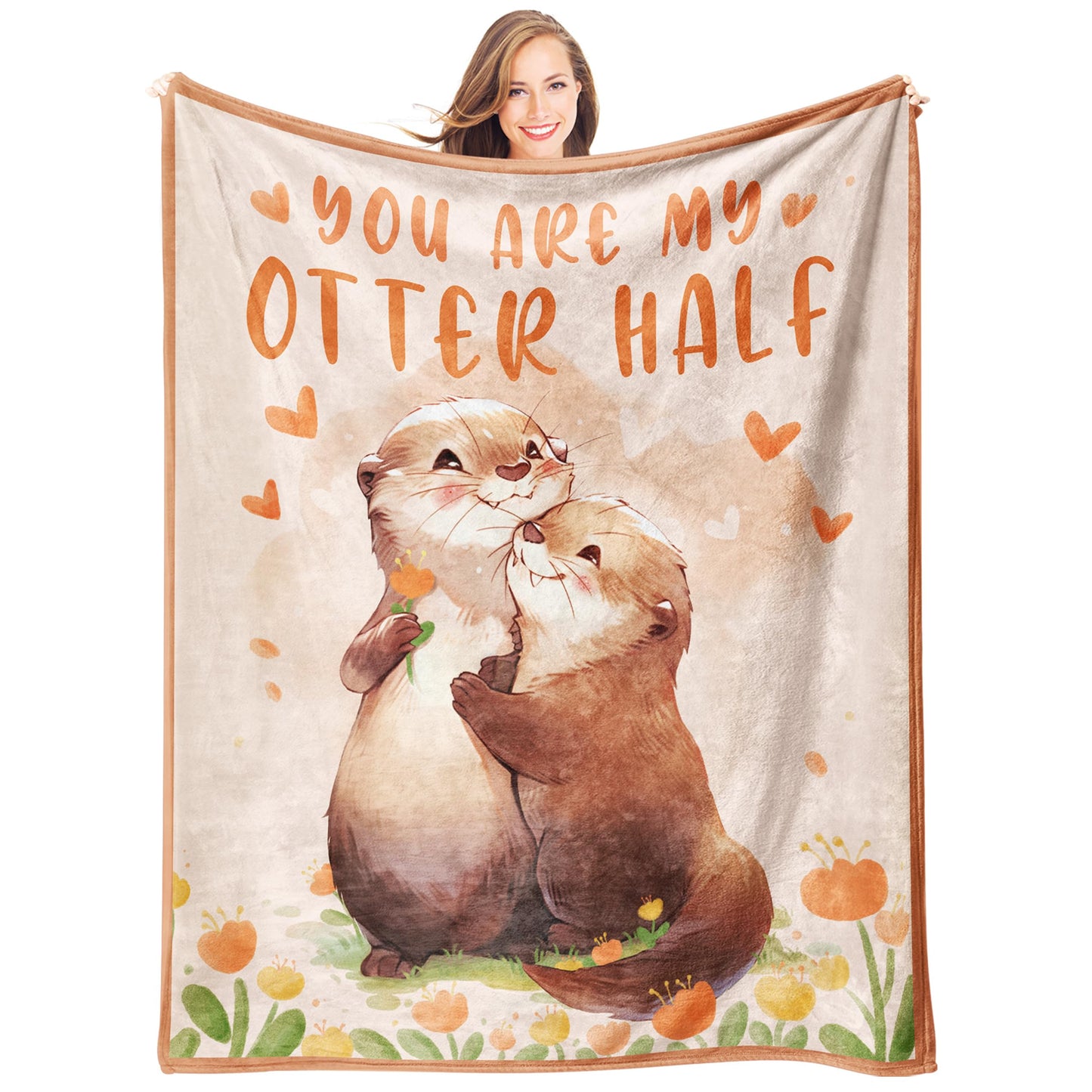 AceThrills Anniversary Blanket Gifts for Women, Girlfriend Gifts for Girfriend Birthday Gift, Romantic Sweetest Day Gifts for Him Her - 50" × 60" Otter Blanket