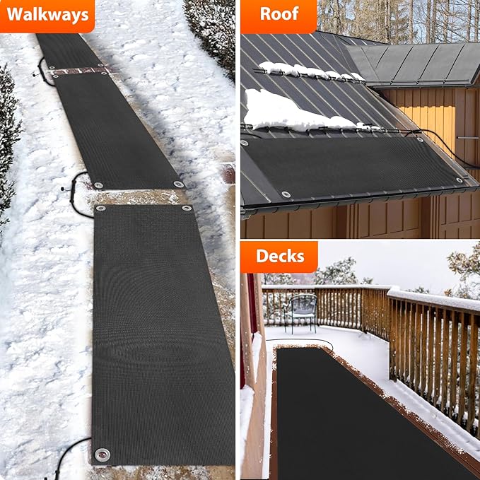 mestyl Heated Snow Melting Mats Outdoor, 20 x 60 Inch Heated Outdoor Mats, Snow and Ice Melting Mats No-Slip Winter Outdoor Heated Mats for Walkway, Sidewalks, Driveway, Stair, Steps, Decks