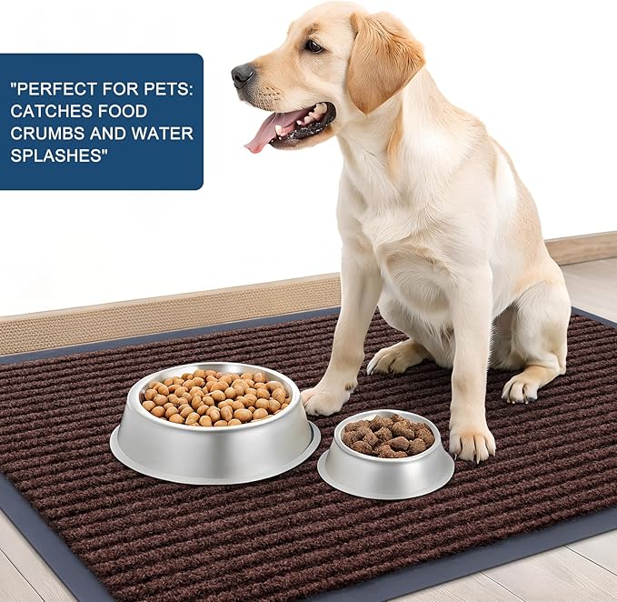 OLANLY Front Door Mat Indoor Outdoor Entrance, Waterproof Heavy Duty Doormat, Fade Resistant, Low Profile, Easy Clean Patio Porch Welcome Floor Mats for Entry, 71x34, Brown