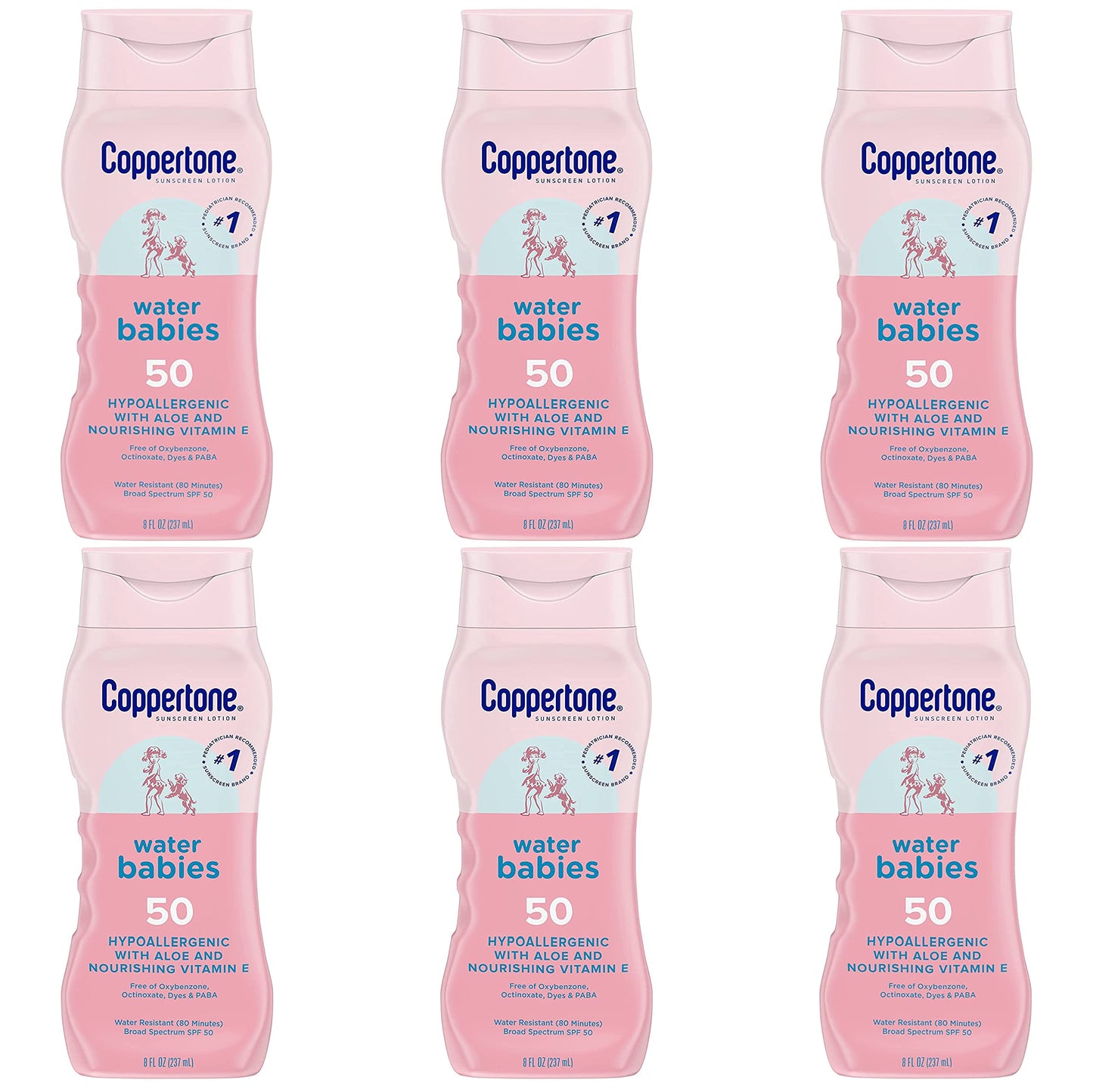 Coppertone Spf#50 Waterbabies Aloe & Vitamin-E Lotion 8 Ounce (237ml) (Pack of 6)