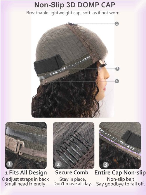 1B/30 Curly Bob Wig Human Hair 12 Inch Side Part Short Ombre Curly Wigs for Black Women Water Wave Lace Front Wigs Human Hair Glueless Wear and Go PrePlucked Pre Cut 4x4 HD Lace Closure Wig for Summer