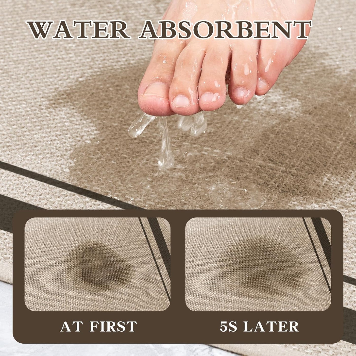 chakme Bathroom Rugs Mat 36x24, Ultra Thin Non Slip Bath Mat Large Quick Dry Absorbent Bath Mat for Bathroom Floor, (Light Beige, 36"x24")
