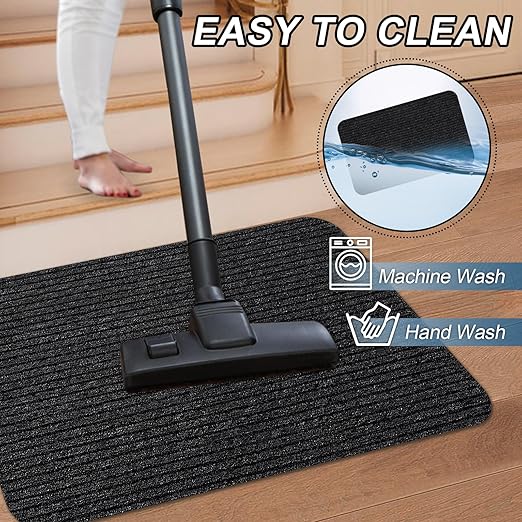 Stair Treads for Wooden Steps Carpet, Non-Slip Stair Runner Indoor Outdoor Stair Tread Mats Covers Pads, 19" x 31"Matching Landing Step Runner for Elders, Kids and Dogs (19" x 31", Black)
