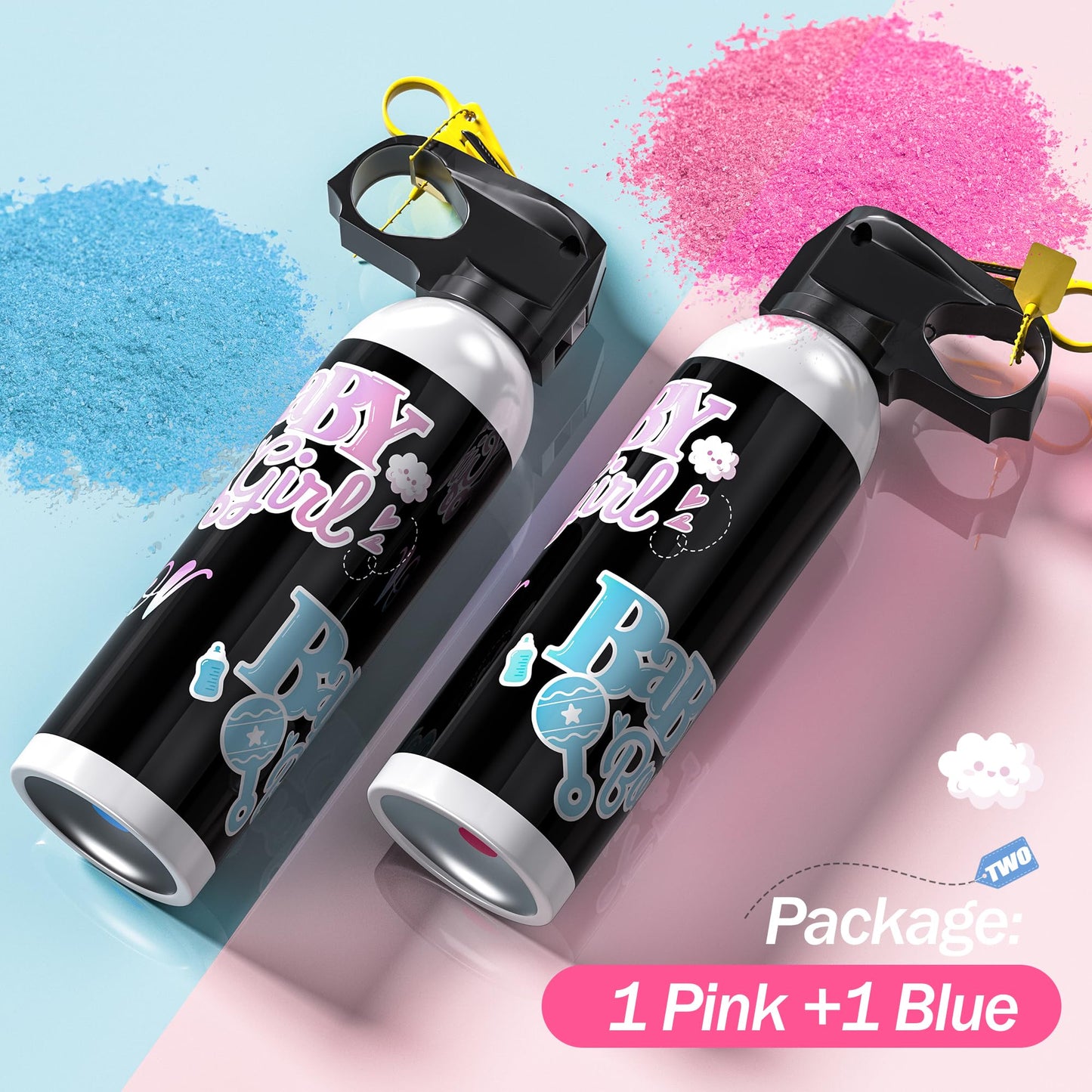 POPUPARTY Gender Reveal Fire Extinguisher Color Blasters, 1 Pink Blaster, 1 Blue Blaster