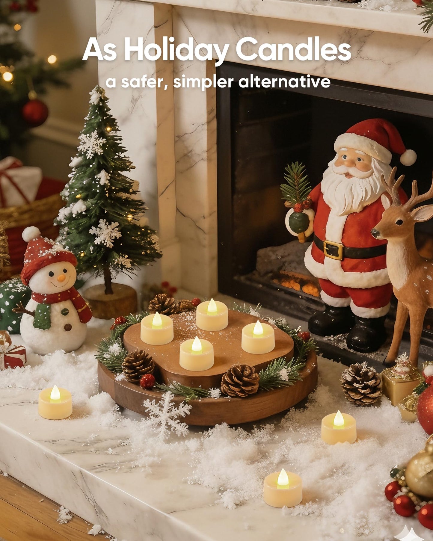 Amagic 100 Pcs Flickering Flameless Tea Lights Battery Operated, 200+ Hours Long Lasting Electric Candle for Wedding Table Centerpiece, Home Decor, Gift, Holiday Decor