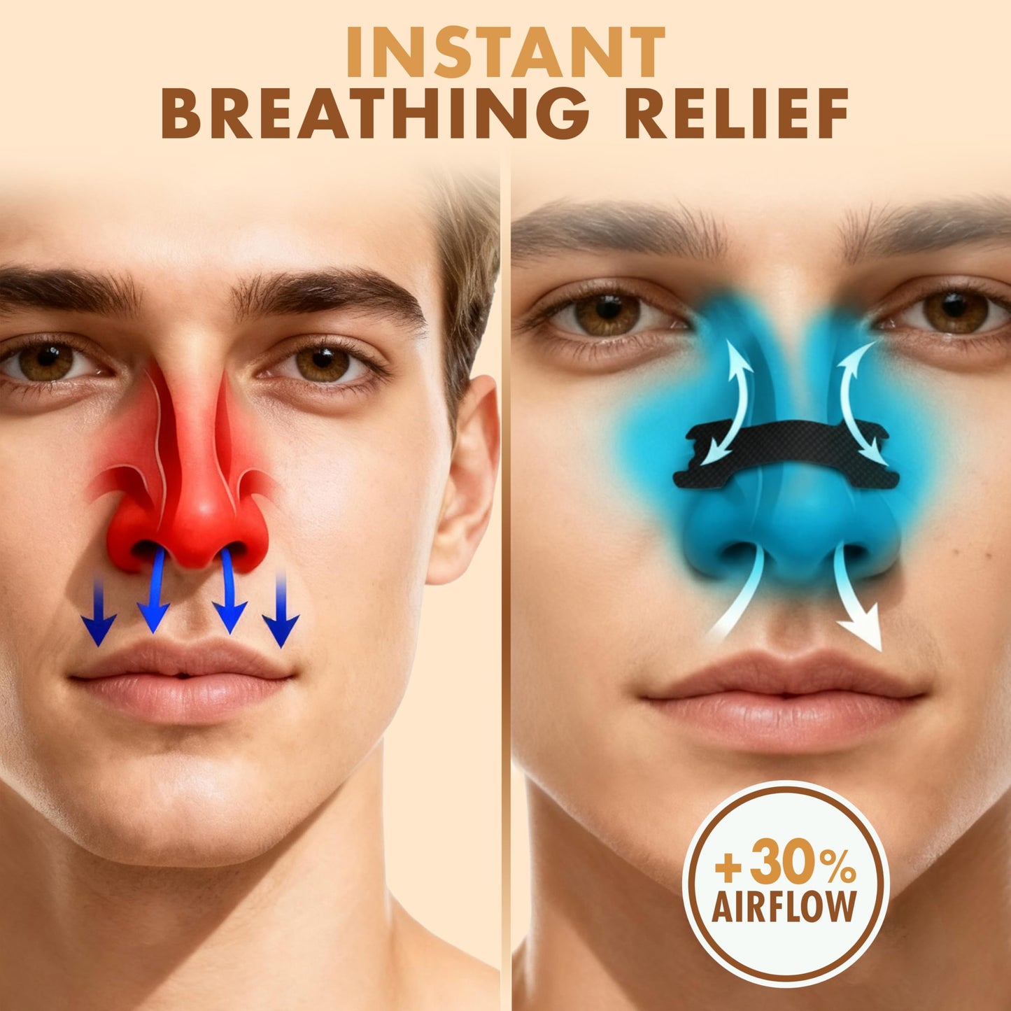 Sports Medica Nasal Strips for Snoring, Snoring Solution Nose Strips for Breathing Support, Comfortable Strong-Adhesive Tape for Better Sleep and Night Time Relief, 30 Count