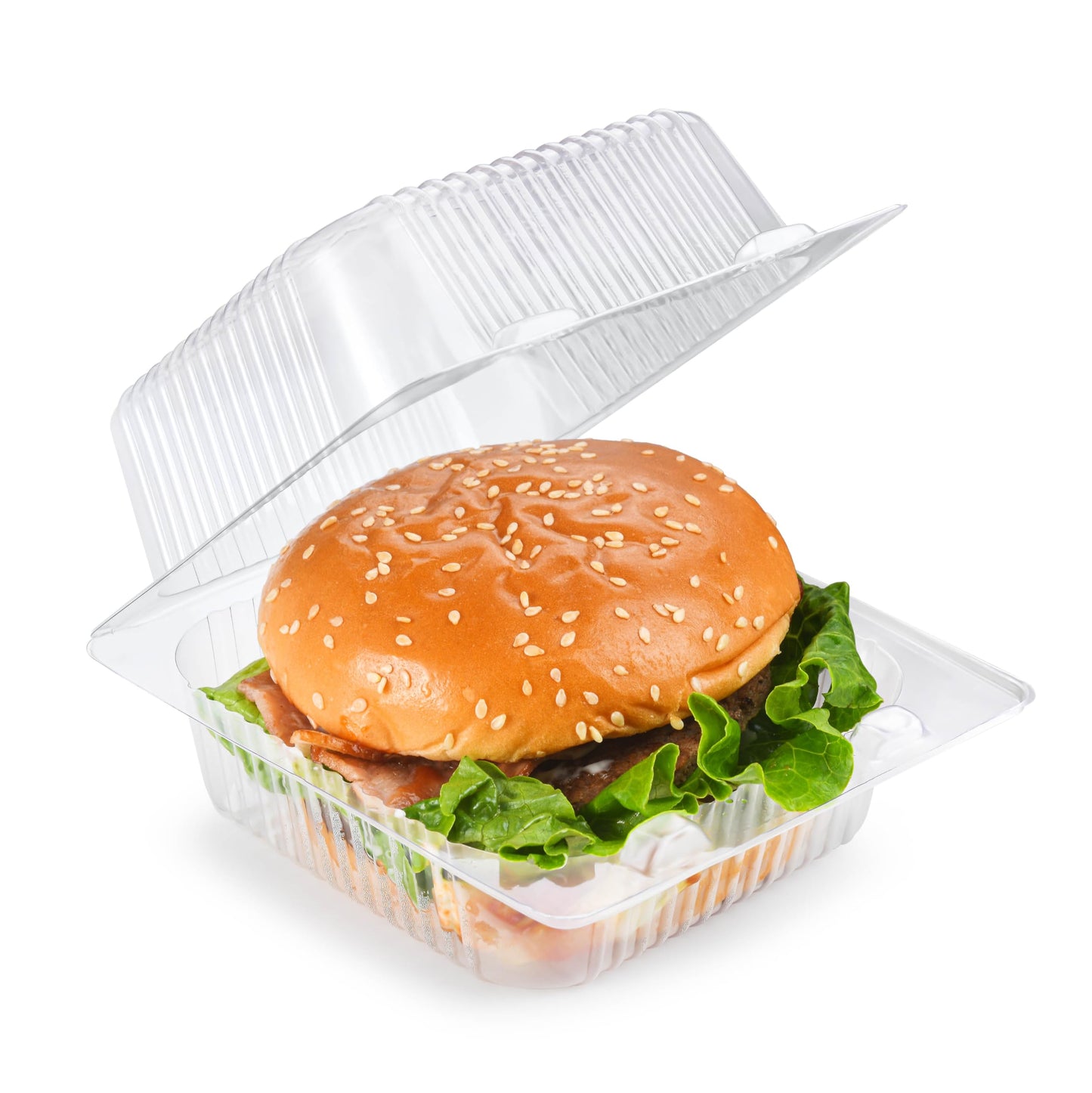 DJKYT 100 Pack Clear Clamshell Food Containers, Disposable Plastic Hinged Clamshell Take Out Container with Lids, To Go Food Containers for Dessert, Hamburger, Cakes Slice, Cookies, Salads, Snacksetc
