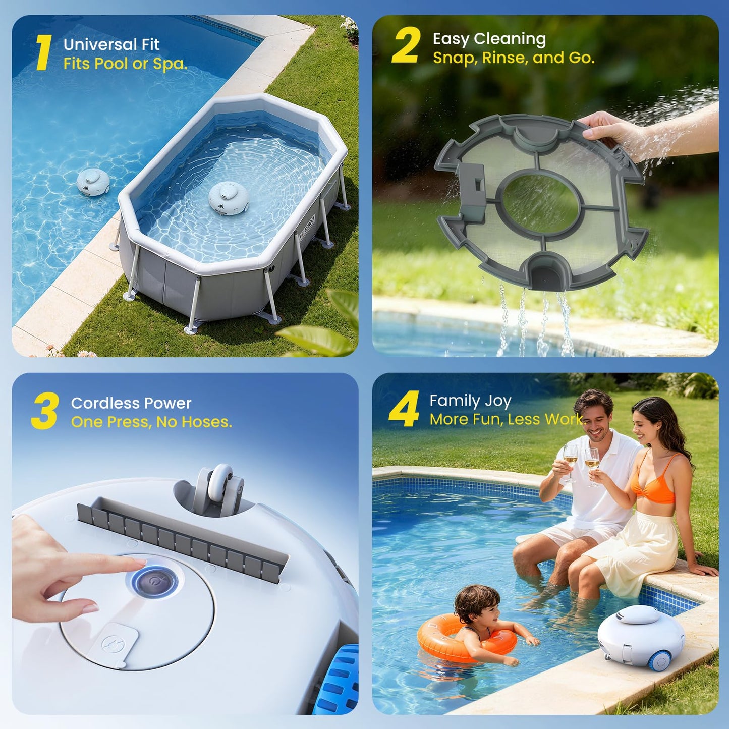 AQUVII K2 Cordless Robotic Pool Cleaner, 120-Min Runtime Pool Vacuum for Above/In-Ground Flat Pools, Strong Suction for Sand & Leaves, Auto-Parking, Covers Up to 860 Sq.ft