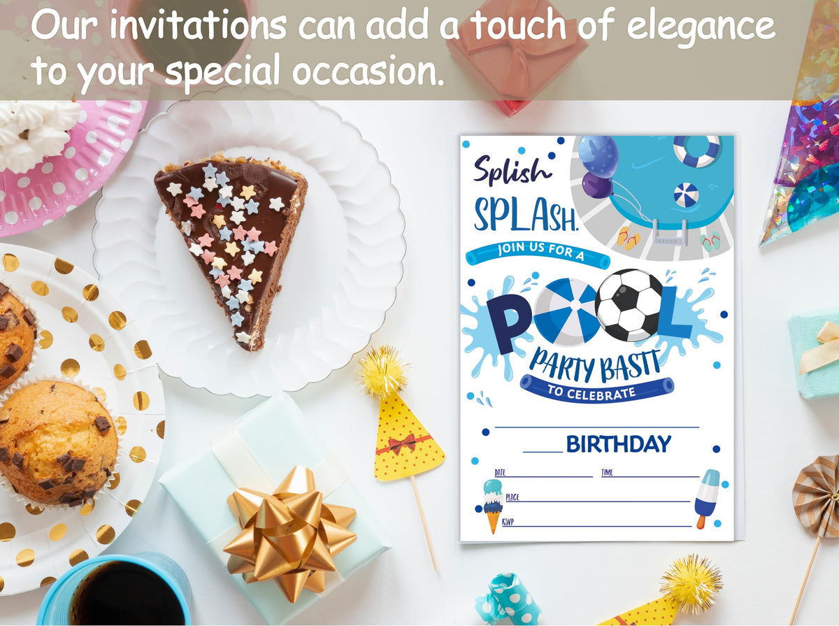 tranfvging Birthday Party Invitations, Pool Party Invitations Cards With Envelopes, Summer Birthday Invites For Girls Boys Kids Adults, 20 Cards -f04