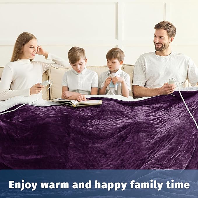 Heated Electric Blanket Queen Size - 84" x 90" Heating Blanket with Dual Control, 10 Heating Levels & 8 Hours Auto Off, Soft Warm Flannel Blanket, Christmas Birthday Gifts for Senior Grandma