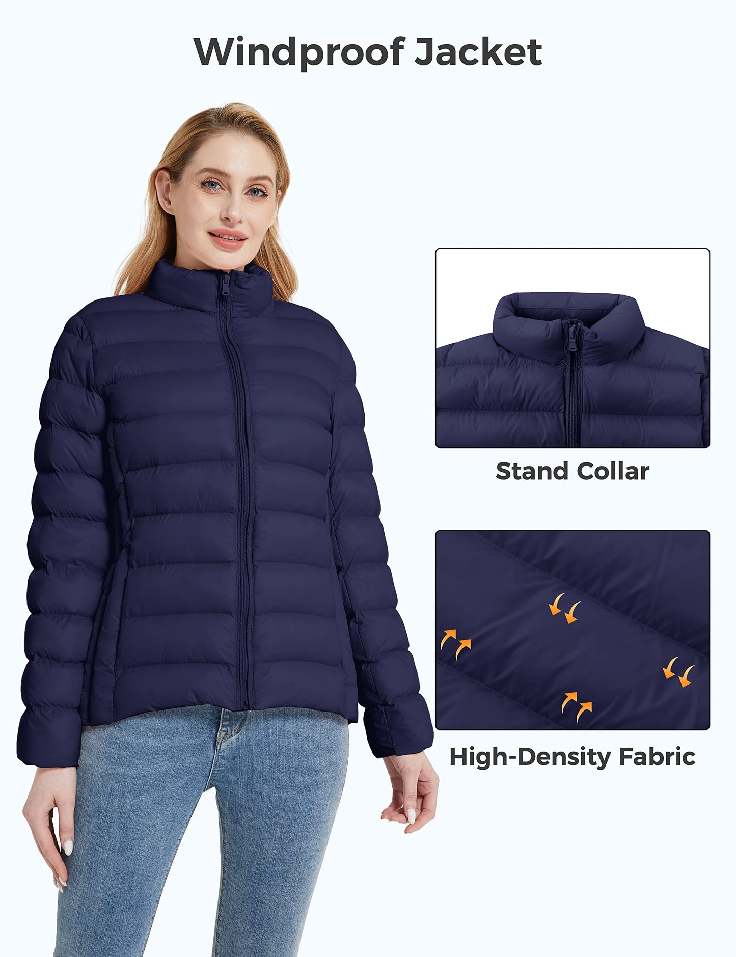 ZSHOW Women's Packable Winter Coat Lightweight Warm Quilted Puffer Jacket (Navy,M)