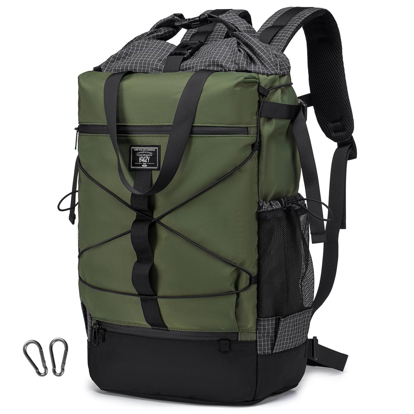 BAGZY 40x30x15cm Personal Item Travel Bag Underseat Travel Bag 17x13x6 Personal Item Backpack Lightweight Casual Rolltop Laptop Backpack 17 in Carry on Luggage Flight Approved for Men and Women Green