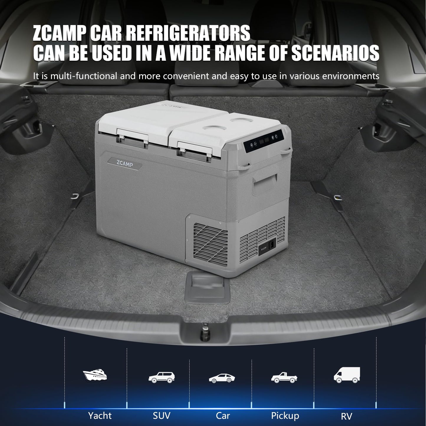zcamp GES45 Portable Freezer,Dual Zone 12 Volt Car Refrigerator,34QT(32L) 12v cooler Fast Cooling Fridge, with 12/24V DC 100-240V AC for Camping, Outdoor, Travel, RV, Truck
