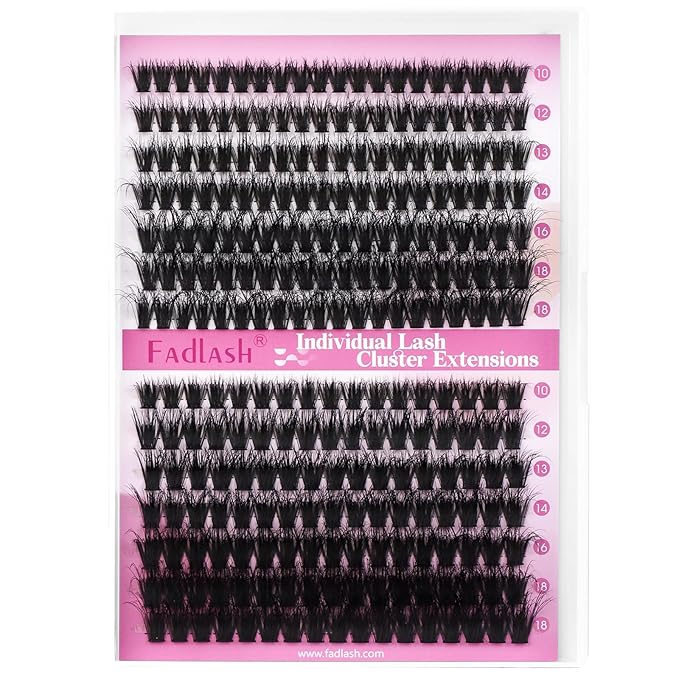 FADLASH Lash Clusters 60D+80D Eyelash Extensions 10-18mm Individual Cluster Lashes D Curl DIY Lash Extension Clusters 3D Effect Eyelash Clusters Volume (60D+80D-3D-Mix10-18)