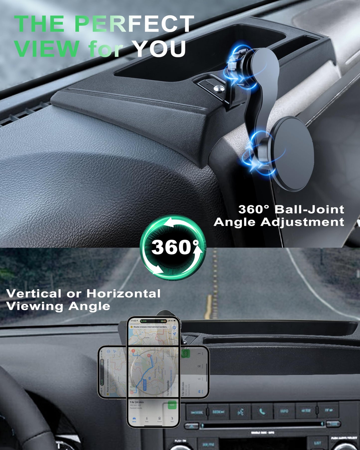 Zkjayoe Magnetic Phone Mount For Jeep 2011-2017 Wrangler Jk Jku - Dashboard Phone Holder With Magsafe For Jeep Wrangler Accessor