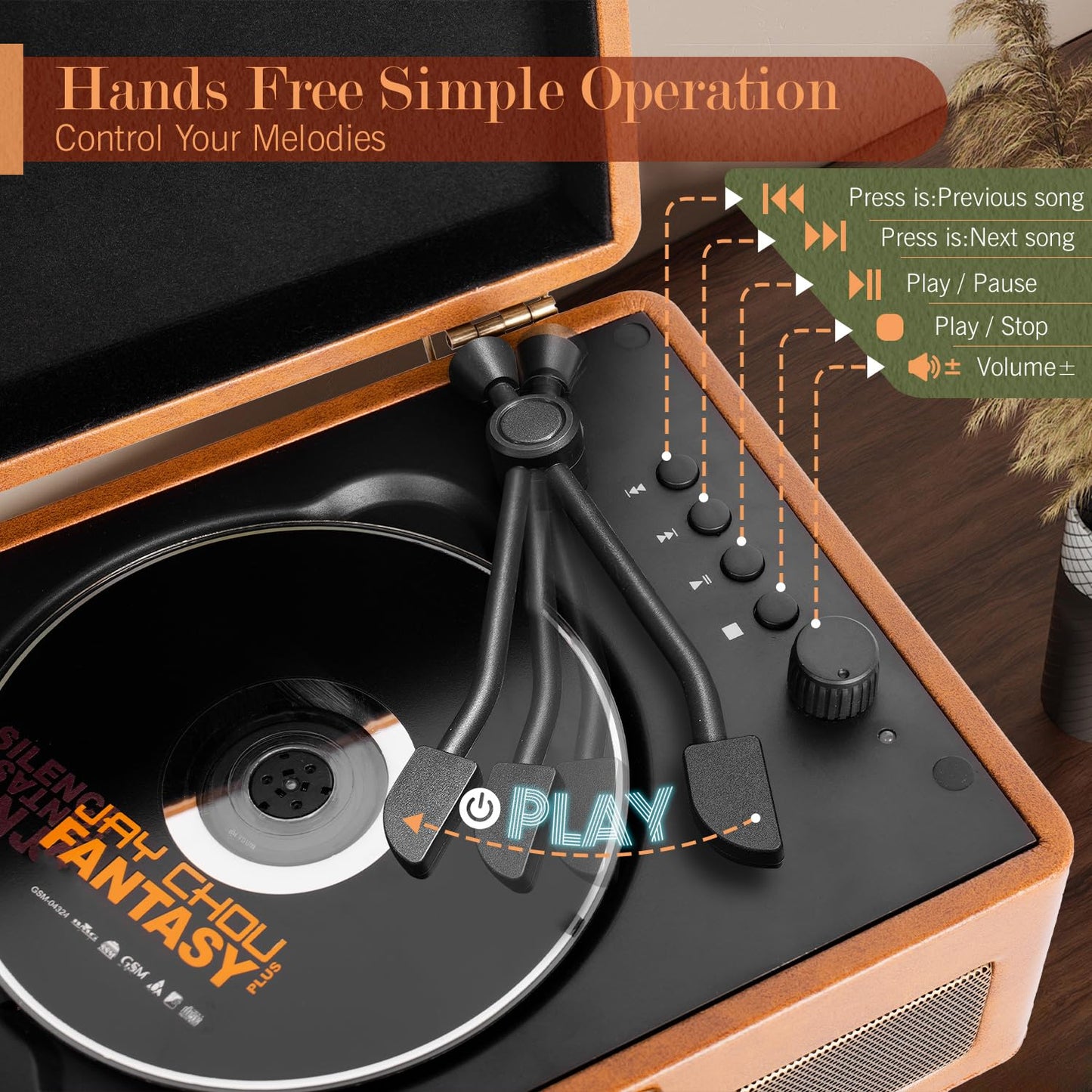 Retrobeat Time Vintage Portable Music Box - Cd With Speakers, Bluetooth Transmitter, Rechargeable, Usb/Aux, Multi-Mode Gift(Brow