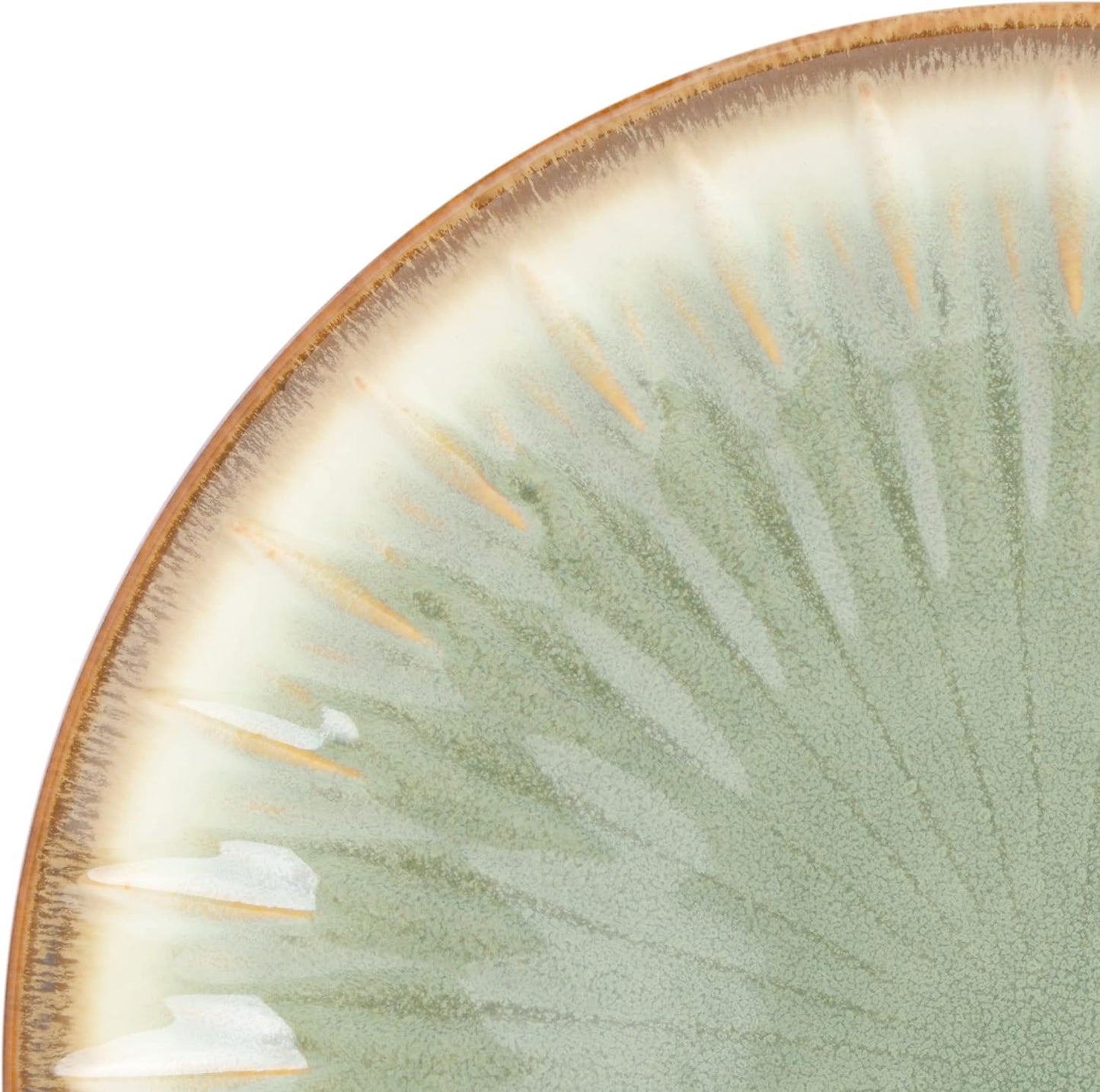 Gibson Elite Mayfair Bay 16-Piece Embossed Double Bowl Dinnerware Set, Service for 4 – Green Stoneware Plates and Bowls