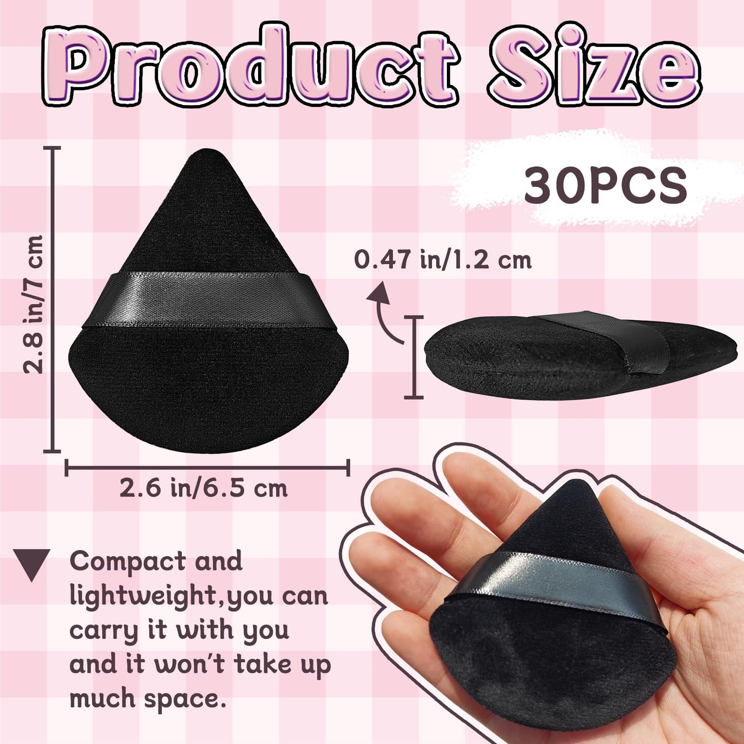 30 Pcs Powder Puff Face Soft Makeup Sponge,Triangle Powder Puffs for Face,Soft Velour Makeup Puff for Loose and Cosmetic Foundat