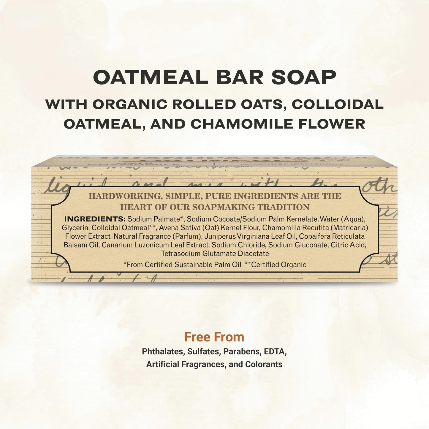 The Grandpa Soap Company Oatmeal Bar Soap - With Organic Oats + Chamomile Extract, Gently Exfoliates and Softens the Skin, Vegan