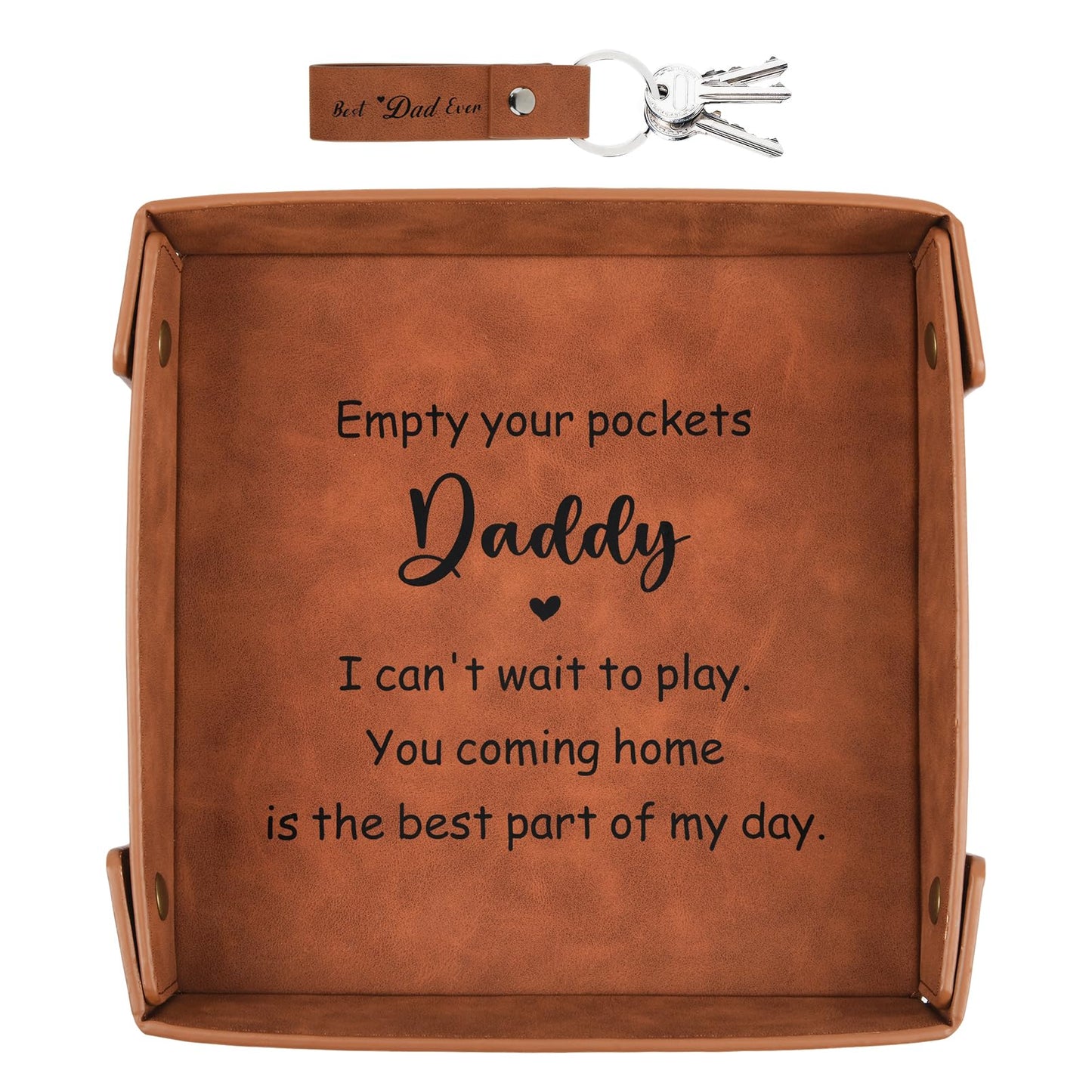 Daddy Gifts, New Dad Gifts, Dad Gifts from Daughter Son - Premium PU Leather Empty Your Pockets Daddy Tray - Best Dad Ever Gifts for Birthday Fathers Day