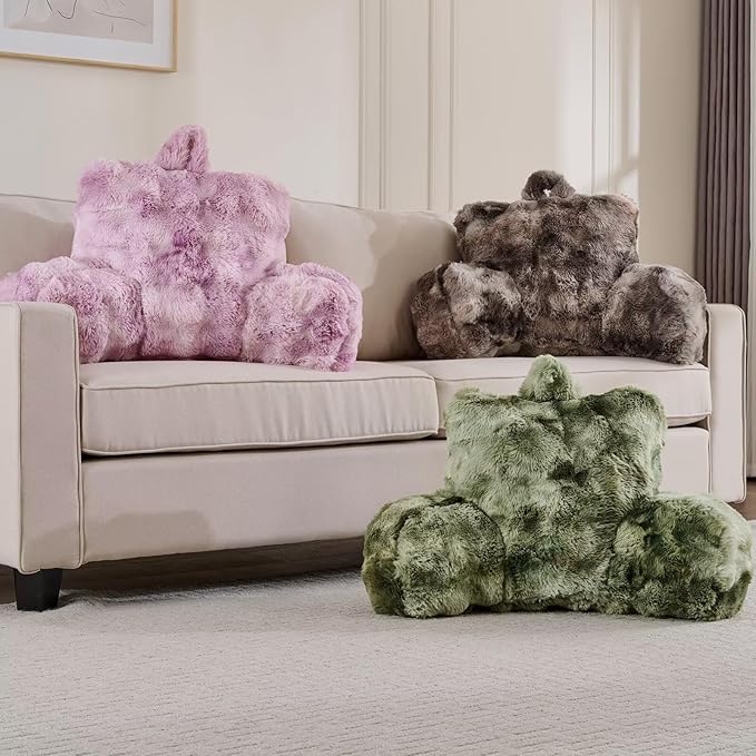 Reading Pillows for Boyfriend Adult,Velvet Back Pillow Bed Wedge Large, Back Rest Support Cushion for Sitting Up in Bed/Couch for Bedrest 18inch-Tie-dye Coffee