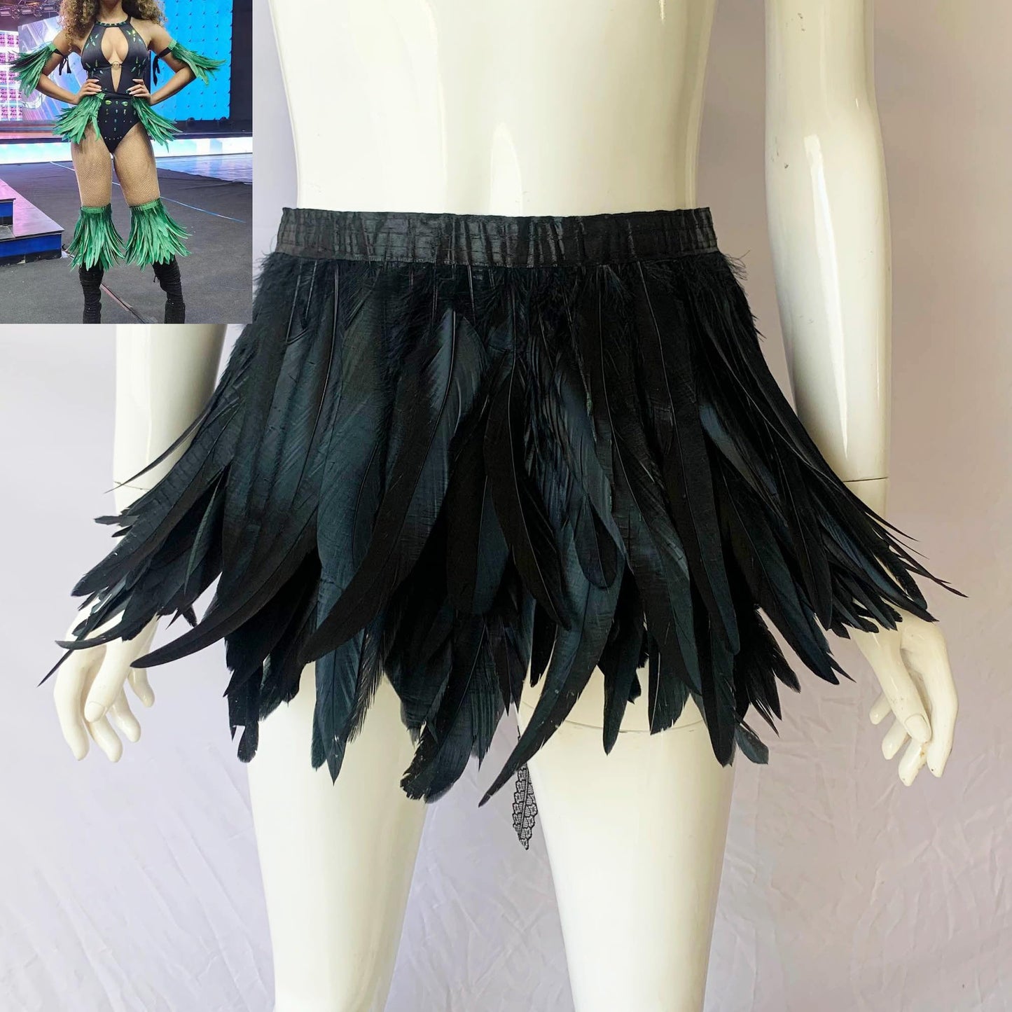 QI@XIA Feather Shawl 1 Pair of Wrist Cuffs and Leg Cuff for Women Witch Halloween Mardi Gras Cape Costumes Accessories (Black)