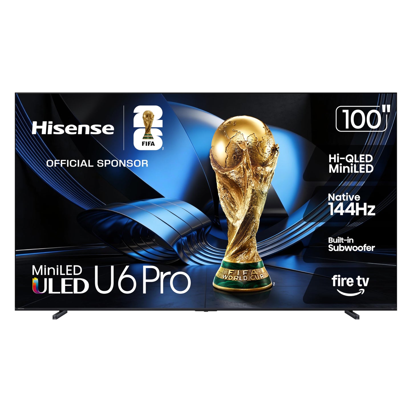 Hisense 100" U6 Pro Series Mini‑LED ULED 4K UHD HDR Gaming AI Smart Fire TV (100U6SF Pro, 2026 New) – Hi-QLED, Native 144Hz, Motion Rate 480, Dolby Vision IQ,· Atmos, HDR10+, Glare-Free, Alexa+