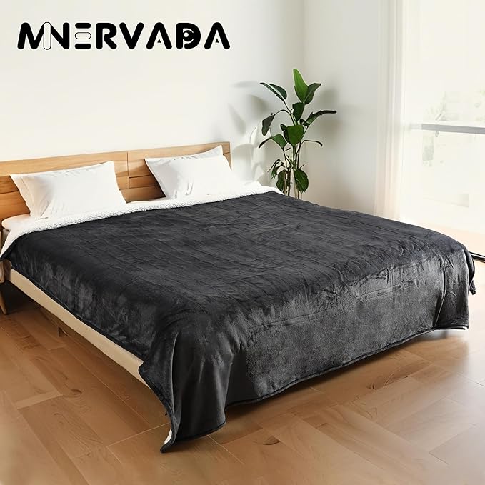 Heated Blanket Electric Blanket Queen Size 84''x90'' with 10 Heating Levels, 1-12 Hour Auto Shut Off, Machine Washable, Dual Controller Soft Warming Blanket for Couch, Bed, Office - Dark Grey