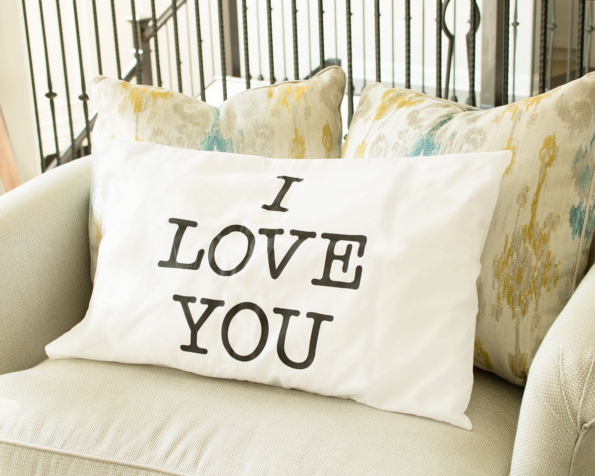 Super Z Outlet I Love You & Love You More Cotton Polyester Standard Size Pillowcase Pair for Bedroom, Home Decoration Set, Anniversary