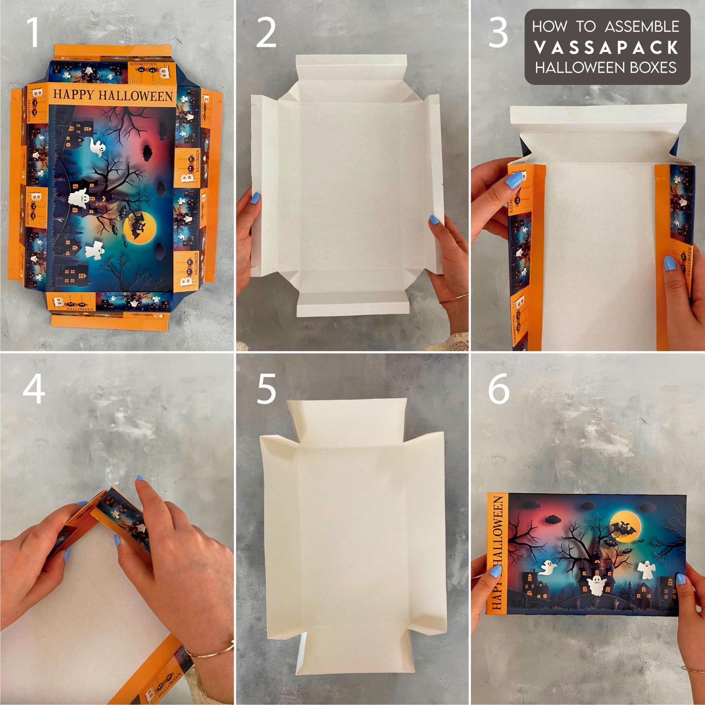 VASSAPACK 8 Pcs Halloween Treat Boxes 9.84x5.90x2.95 inches, Trick or Treat Favor Boxes, Halloween Party Supplies, Candy Containers, Halloween Surprise Gift Boxes