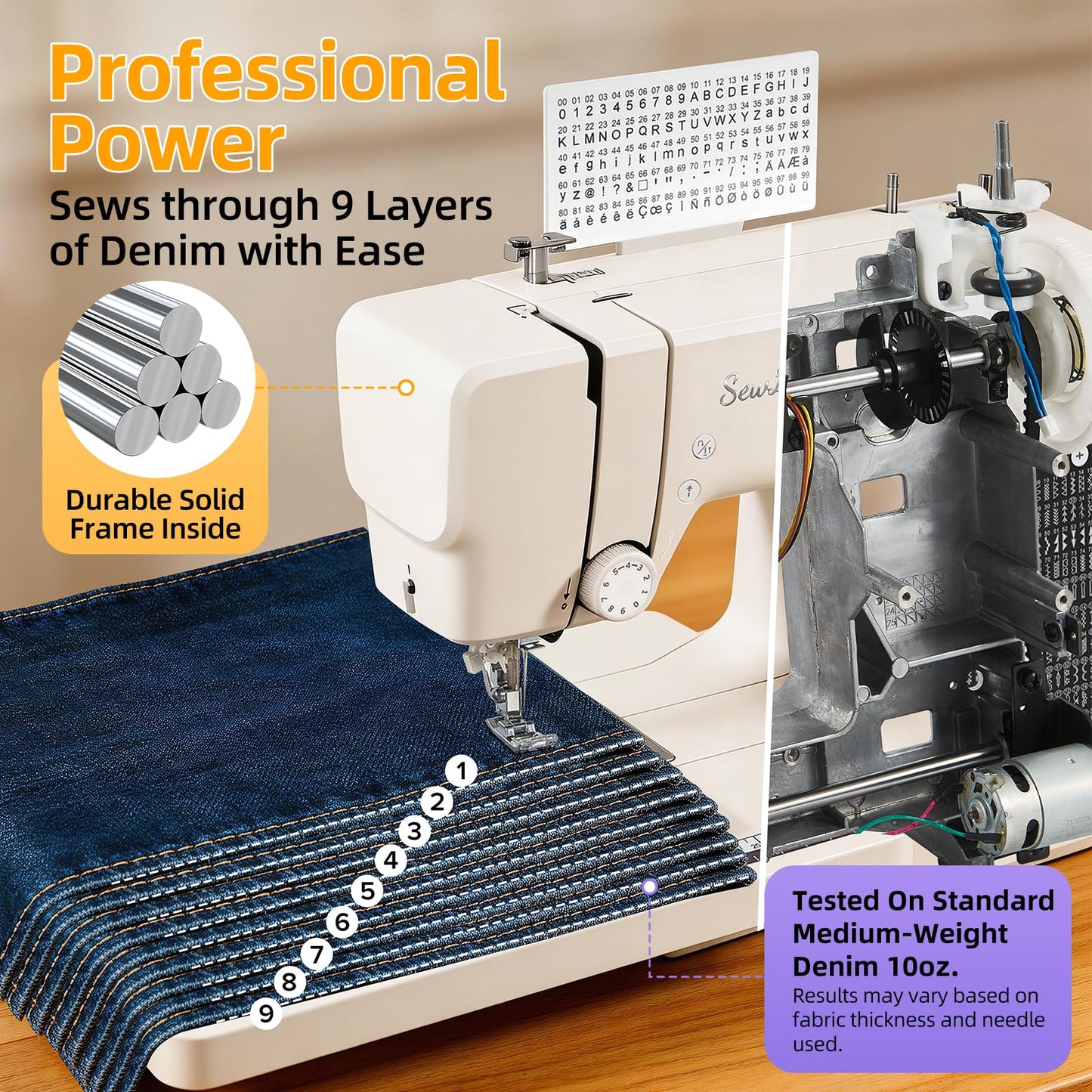 SewLaVie 1130 Computerized Sewing and Quilting Machine, 300 Stitches, LCD Screen, 1-Step Buttonhole, Speed Control, Wide Table, Sewing Machine for Clothes & Jeans, Sews Multiple Layers of Denim