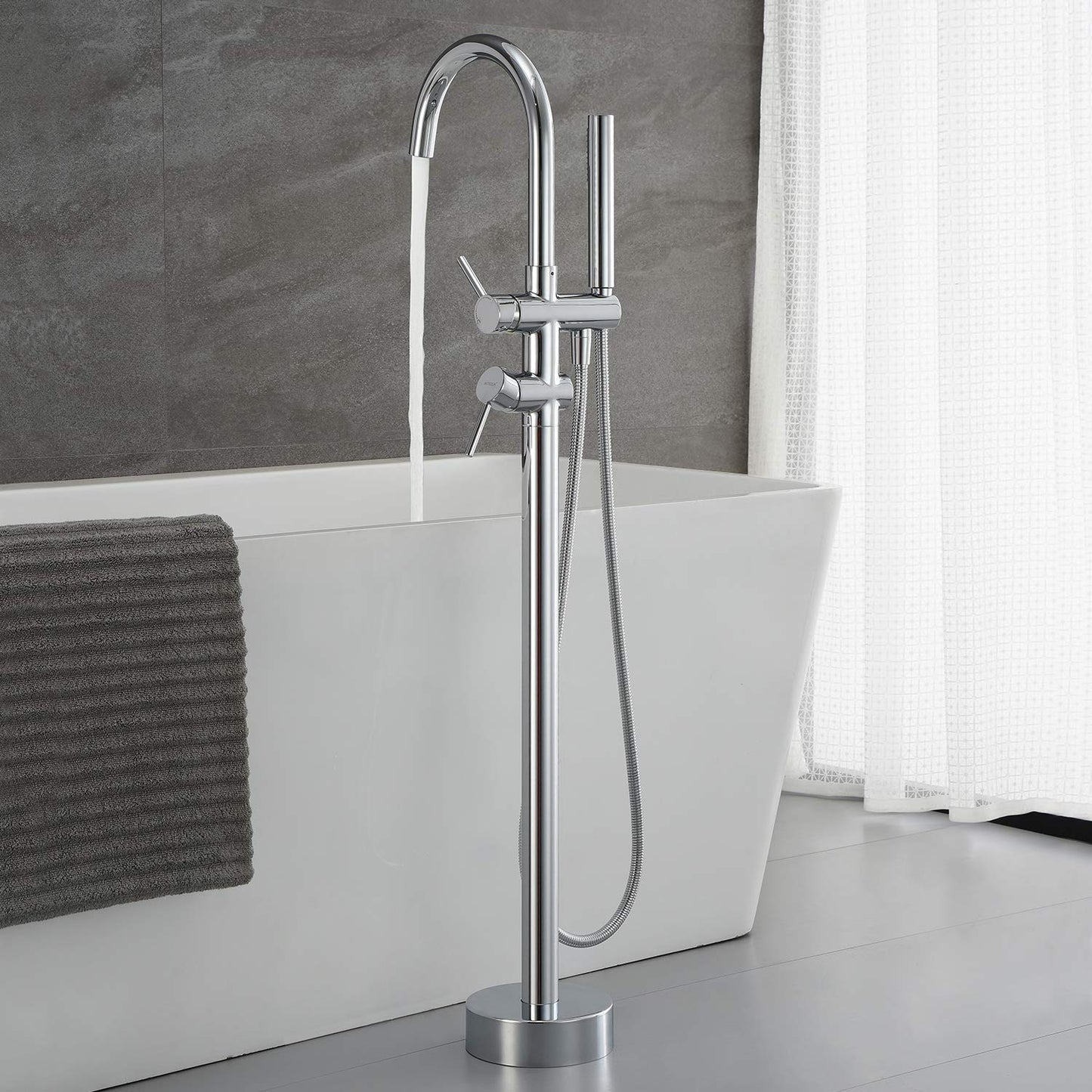 Artiqua Freestanding Bathtub Faucet Tub Filler Faucets Chrome Floor Mounted Brass Bathroom Faucets with Handheld Shower