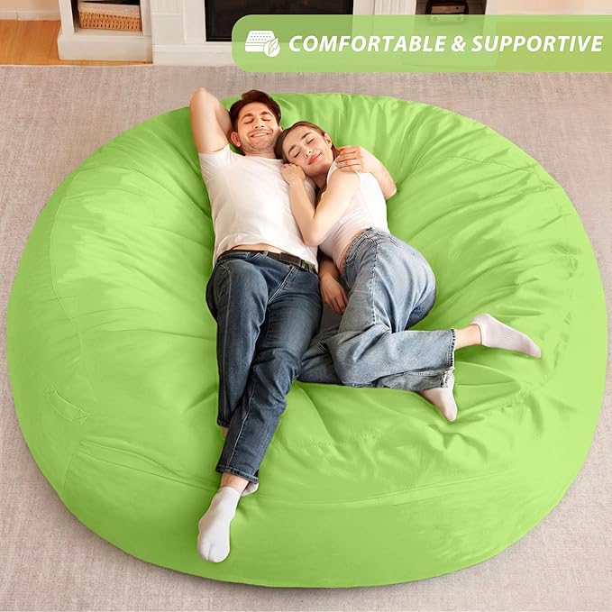 HABUTWAY XX-Large Bean Bag Chair: Giant 7' Memory Foam Furniture Bean Bag Chairs for Adults with Microfiber Cover 7Ft（Lime）