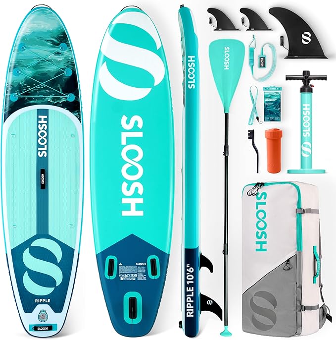 SLOOSH Inflatable Stand Up Paddle Board, 10'6" Paddle Boards with Premium Accessories, Non-Slip EVA Deck, Ultra-Light Carr...
