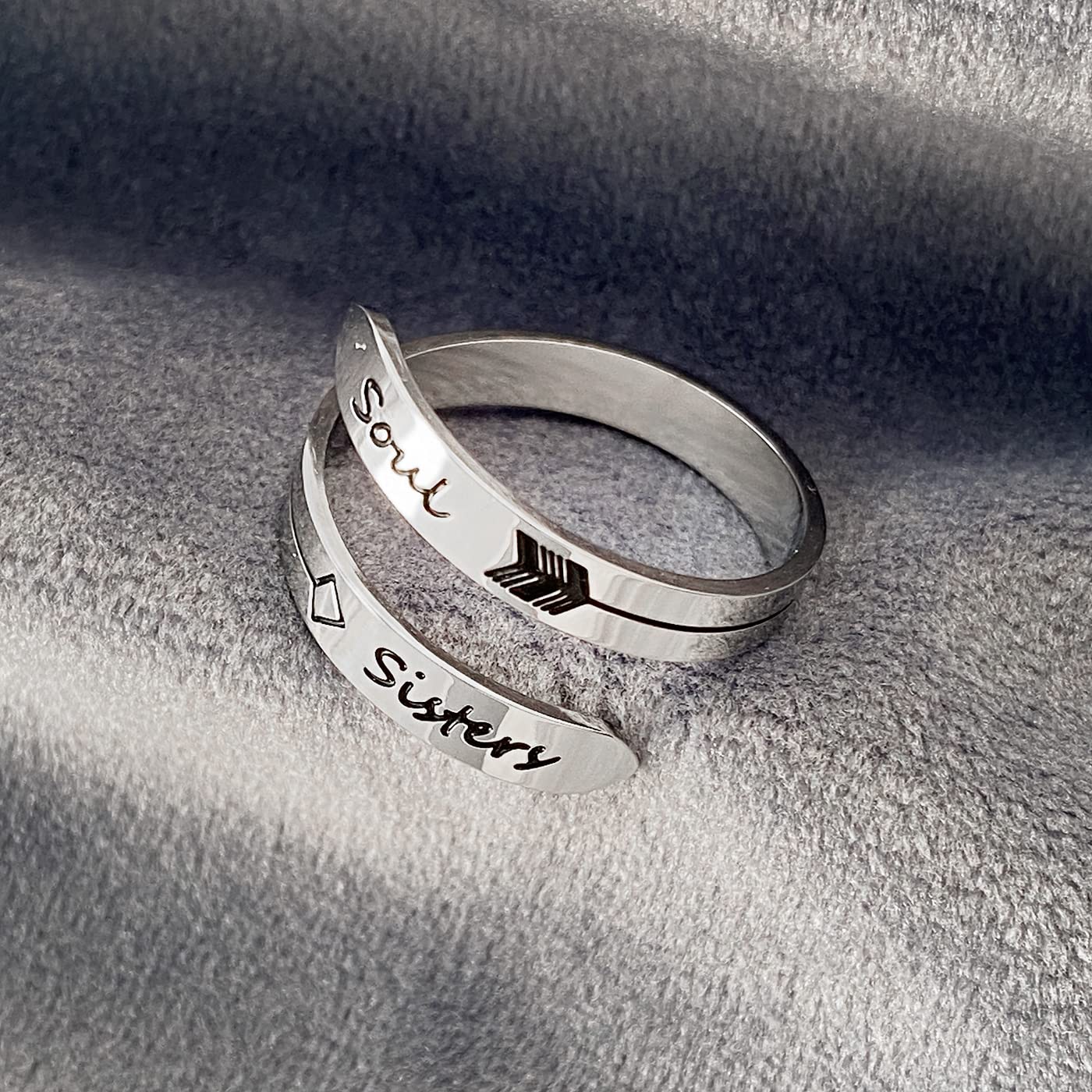 Vrycot Soul Sisters Adjustable Stainless Steel Silver Inspirational Opening Cute Hiphop Band