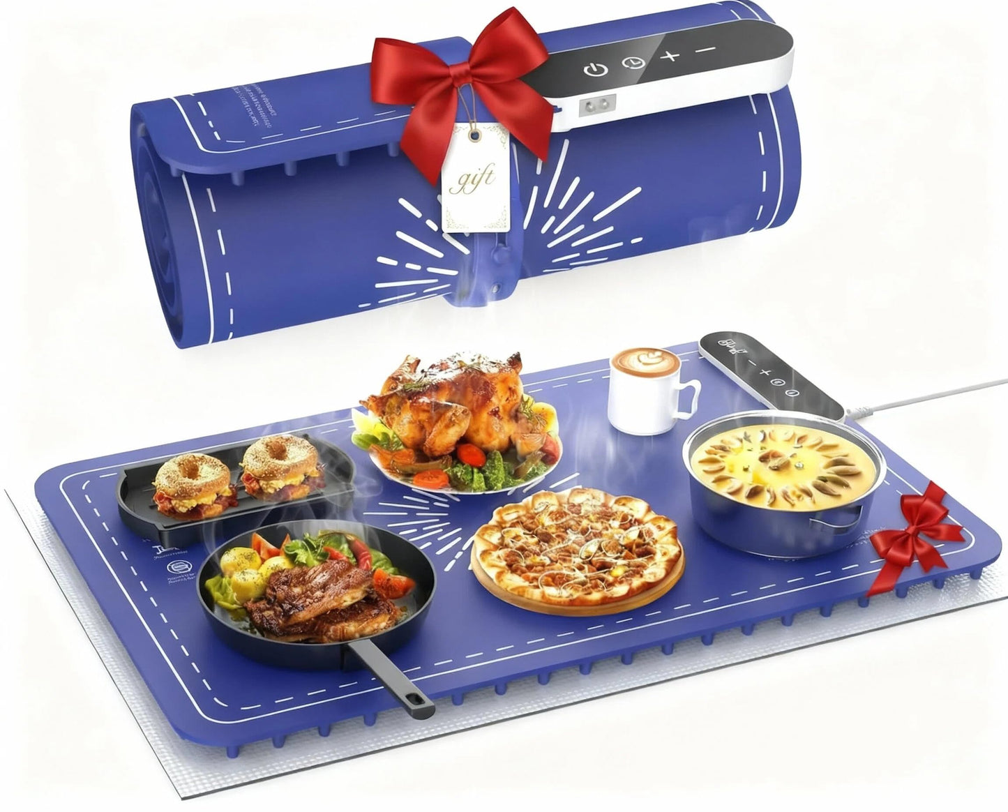 Warming Mat for Food, Upgrade 248℉ Food Warming Mat, Electric Warming Tray with Insulation Pad and 9-Level Temperature, Silicone Heating Mat for Buffets, Party, Gatherings, Everyday Use (Large)