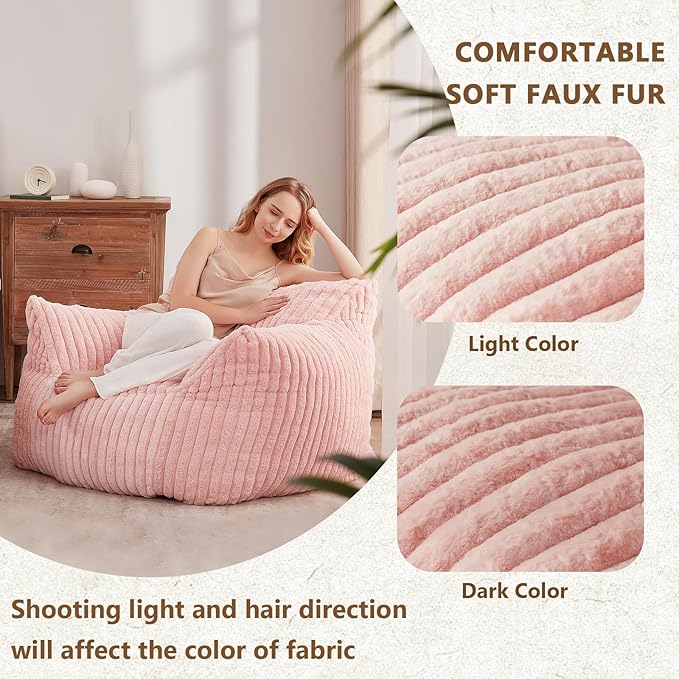 Achicsofar Giant Bean Bag Chairs for Adults Teens, Large Bean Bag Sofa Chairs with Filling Comfy Fuzzy BeanBag Chair with Armrests for Bedroom Living Room Reading