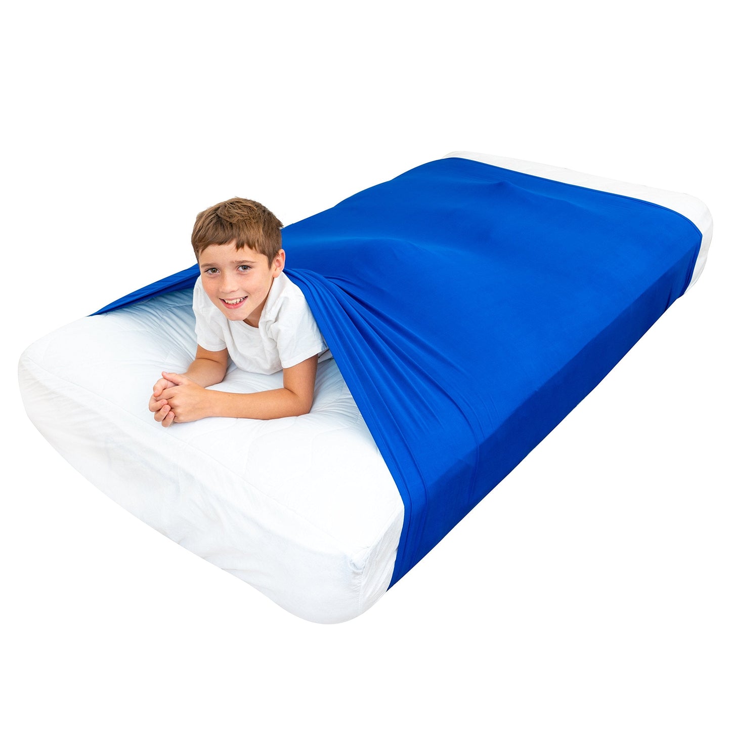 Special Supplies Sensory Bed Sheet for Kids Compression Alternative to Weighted Blankets - Breathable, Stretchy - Cool, Comfortable Sleeping Bedding -Blue (Twin)