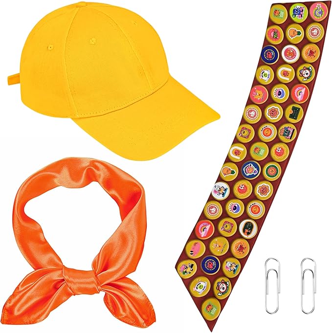 Vifcotlyp Scout Costume Set, Wilderness Explorer Costume Scout Accessories with Hat Sash Scarf for Adults Men Women (3PCS)