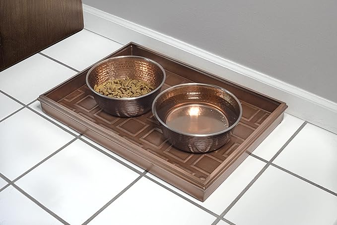 Good Directions Small Boot Tray, Squares Multi-Purpose All Weather Decorative Boot Tray, Shoes, Plants, Garage, Patio Door, Pet Bowls, 20 inch Entry Indoor Shoe Tray for Apartment, Copper Finish