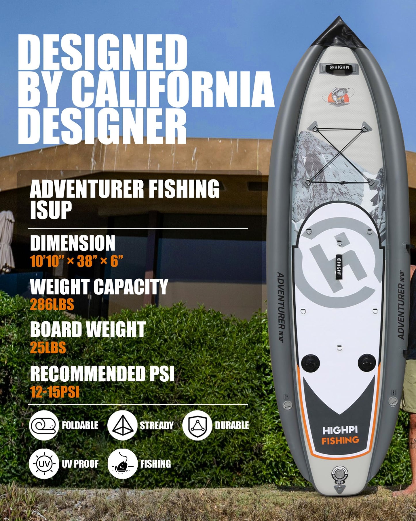 Highpi 10'10'' Inflatable Stand Up Paddle Board for Youth and Adults – Wide Sup with Premium Accessories, Blow Up Paddleboard for Surfing, Fishing, Yoga & More