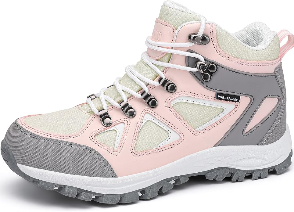 R CORD Kids Hiking Boots Waterproof Non-Slip for Outdoor Lace-Up Closure Girls Hiking Boots Durable TPR Traction Outsole K...