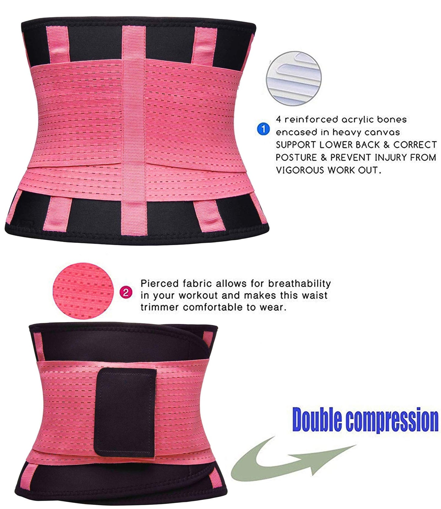 VENUZOR Waist Trainer Belt for Women - Waist Cincher Trimmer - Slimming Body Shaper Belt - Sport Girdle Belt (UP Graded)(Pink,Large)