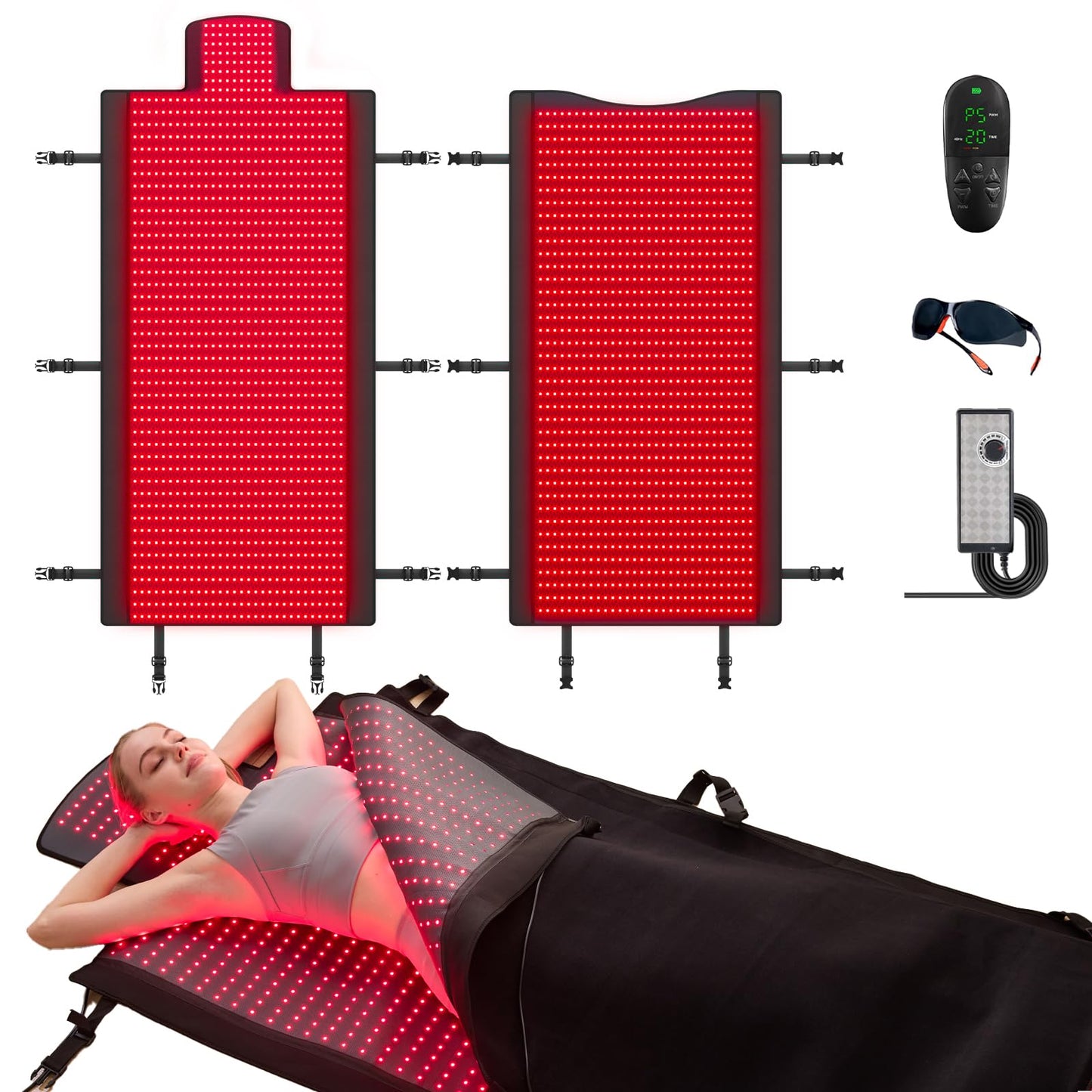 Extra Large Red Light Therapy Mat, High-Density LEDs Full Body Red Light Therapy, 660nm & 850nm Dual Wavelengths, Foldable Red Light Therapy Blanket with Timer,74.6" x 33.3"