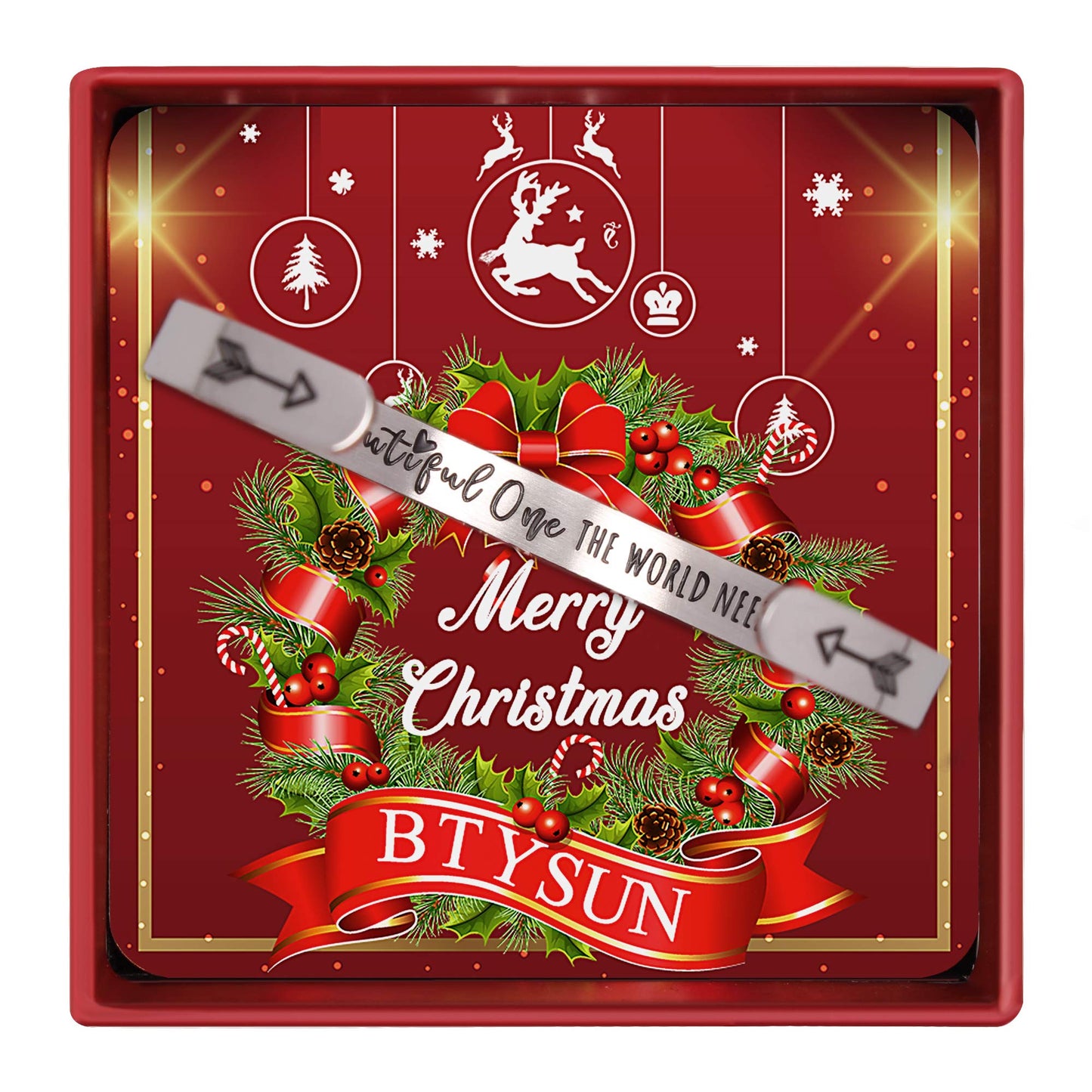 Btysun Women Gifts for Christmas Inspirational Bracelets for Women Christmas Gifts for Teenage Xmas Gift Cuff Bracelet