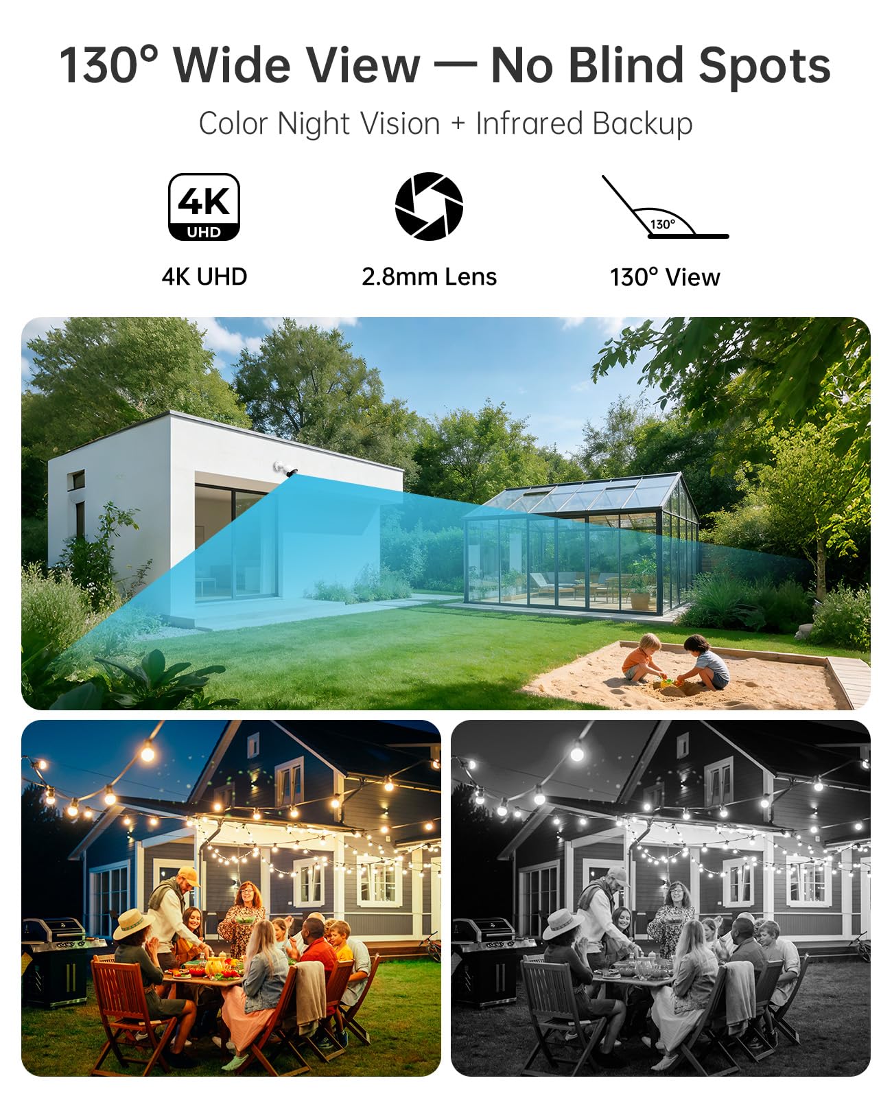 CYVIO 4K PoE Security Camera System with NVR, 4× 8MP Wired Outdoor Cameras, 24/7 Local Recording, No Monthly Fees, AI Human & Vehicle Detection, 2TB HDD Included, IP67, for Home & Small Business