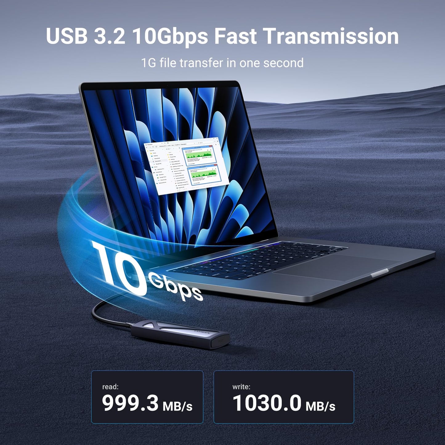 Ugreen Ssd Enclosure, Tool-Free Usb C External, 10Gbps M.2 Nvme To Usb Adapter/Reader Supports M And B&M Keys And Size 2230/2242
