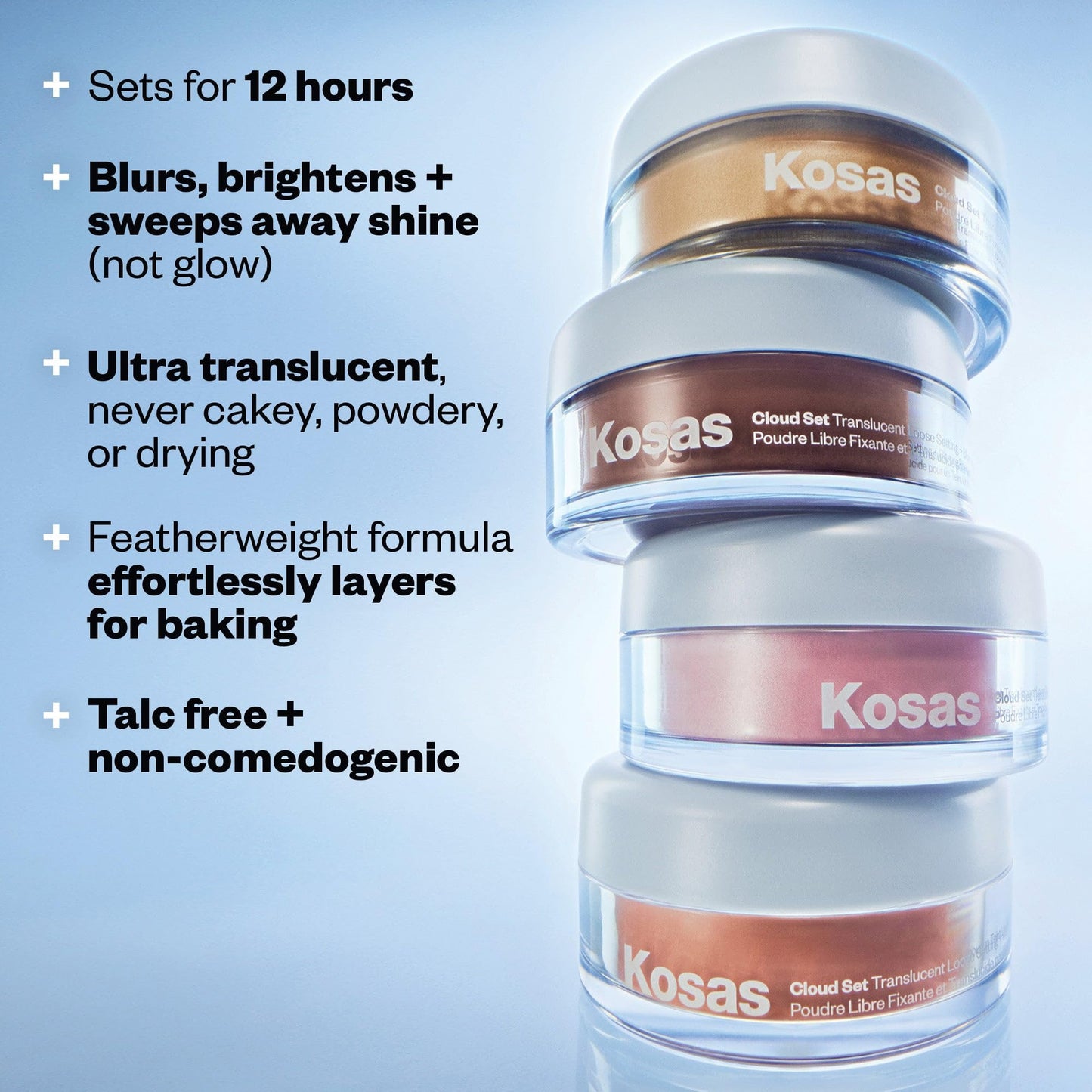 Kosas Cloud Set Loose Powder - Translucent Setting + Blurring Talc-Free Face Powder in Translucent Candy (Ultra Sheer Pink)